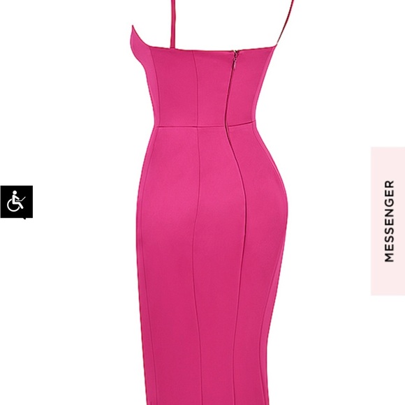 House of CB- Casimira - PINK SATIN CORSET MIDI DRESS - Picture 11 of 12